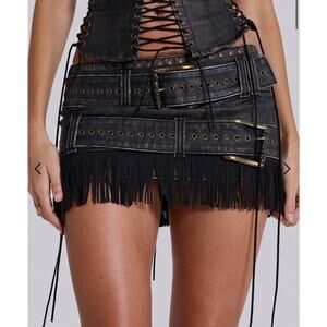 NWT Jaded London Odile Fuax Leather & Suede mini skirt U.S. Size 6